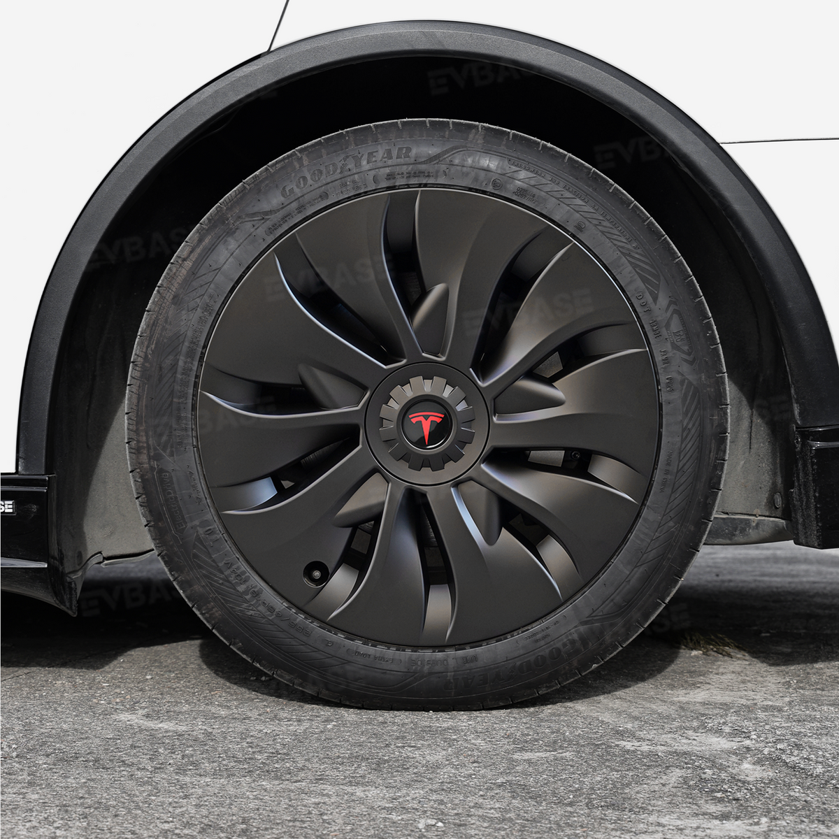 EVBASE Model Y Juniper Aero-Style Wheel Covers for Tesla 19" Wheels Matte Hubcaps