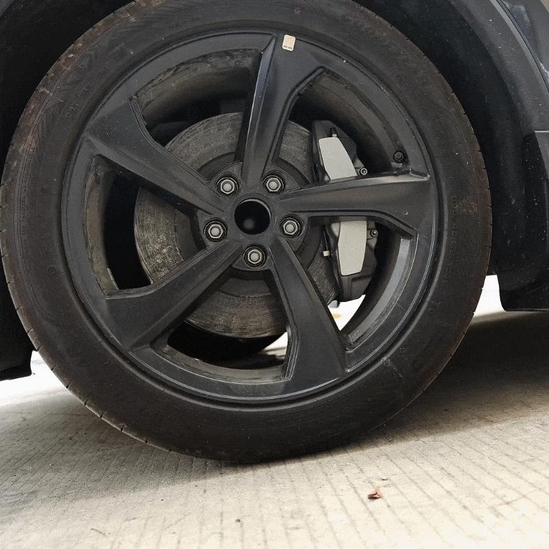 EVBASE Model Y Juniper 19 Inch Spiral Style Matte Wheel Covers & Center Hub Caps & Brake Caliper Cover Set Performance Look