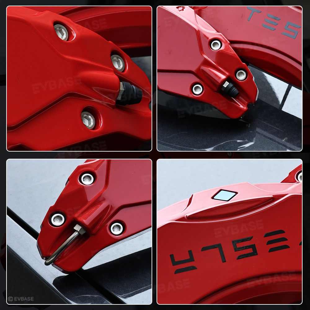 EVBASE Model Y Juniper 19 Inch Spiral Style Matte Wheel Covers & Center Hub Caps & Brake Caliper Cover Set Performance Look