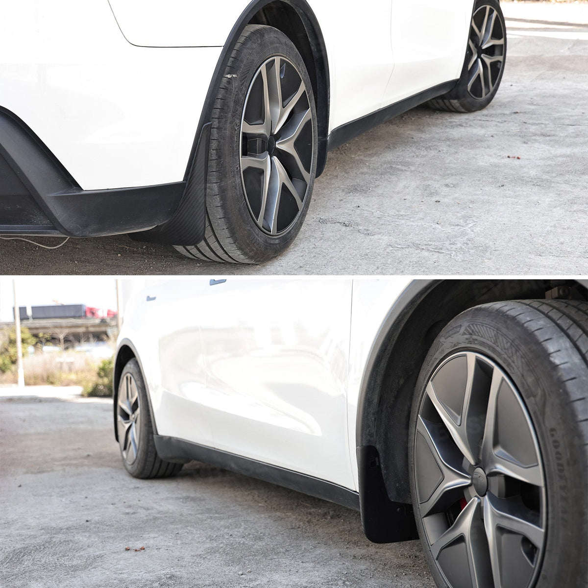 EVBASE Model Y Juniper Mud Flaps ABS Splash Guards All-Weather No Drilling Fender Mudguards- Hydro Carbon Fiber Coated