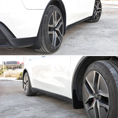EVBASE Model Y Juniper Mud Flaps ABS Splash Guards All-Weather No Drilling Fender Mudguards- Hydro Carbon Fiber Coated