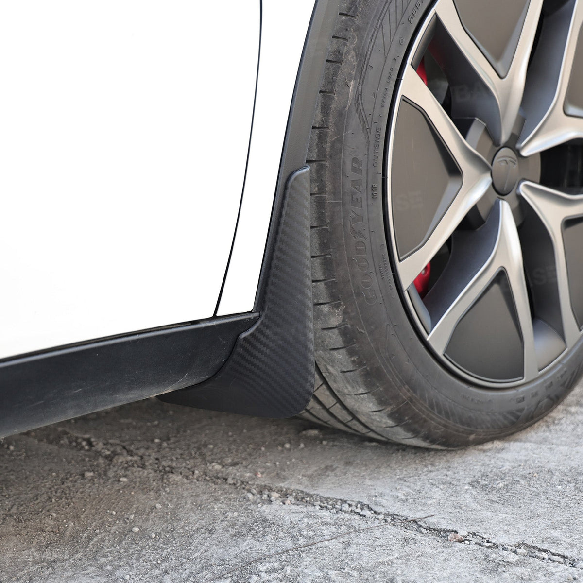 EVBASE Model Y Juniper Mud Flaps ABS Splash Guards All-Weather No Drilling Fender Mudguards- Hydro Carbon Fiber Coated