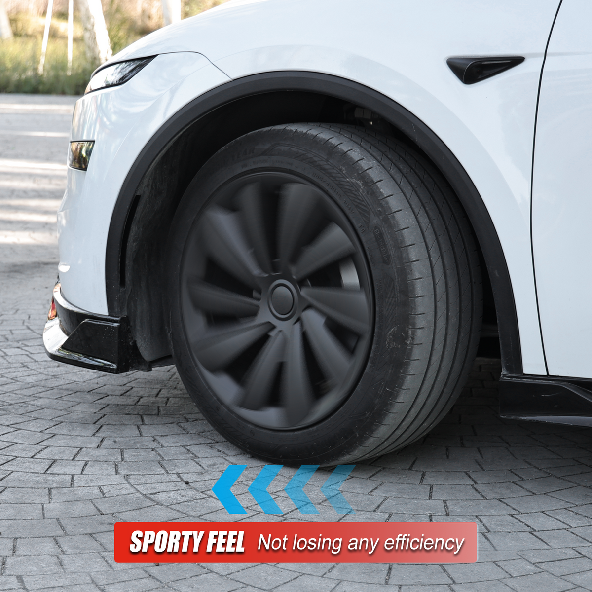 EVBASE Model Y Juniper Wheel Covers 19 Inch Induction Style Matte Black Hubcaps Rim Covers for Tesla