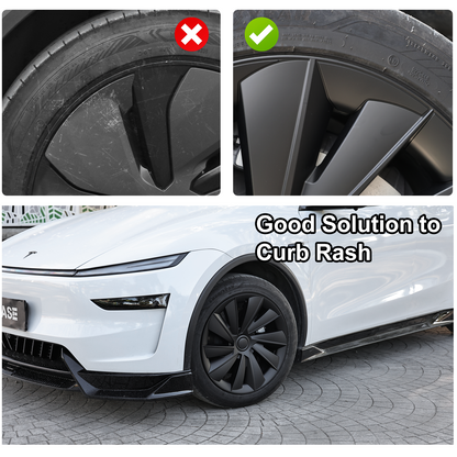 EVBASE Model Y Juniper Wheel Covers 19 Inch Induction Style Matte Black Hubcaps Rim Covers for Tesla