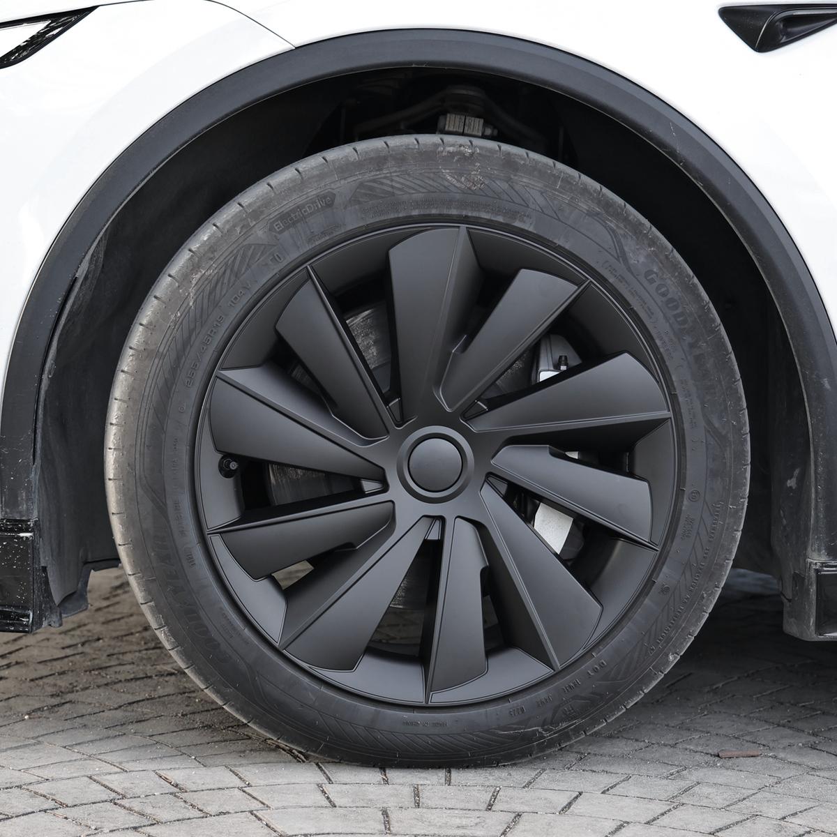 EVBASE Model Y Juniper Wheel Covers 19 Inch Induction Style Matte Black Hubcaps Rim Covers for Tesla