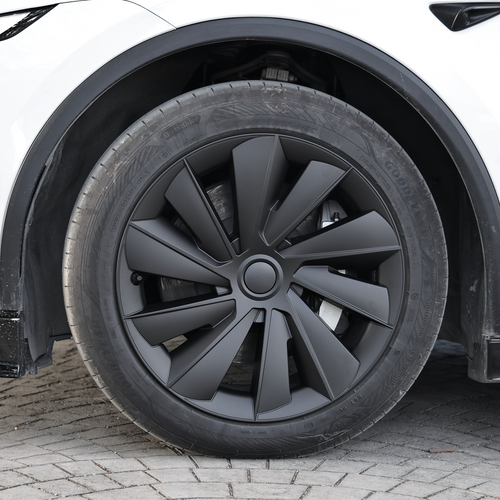 EVBASE Model Y Juniper Wheel Covers 19 Inch Induction Style Matte Black Hubcaps Rim Covers for Tesla
