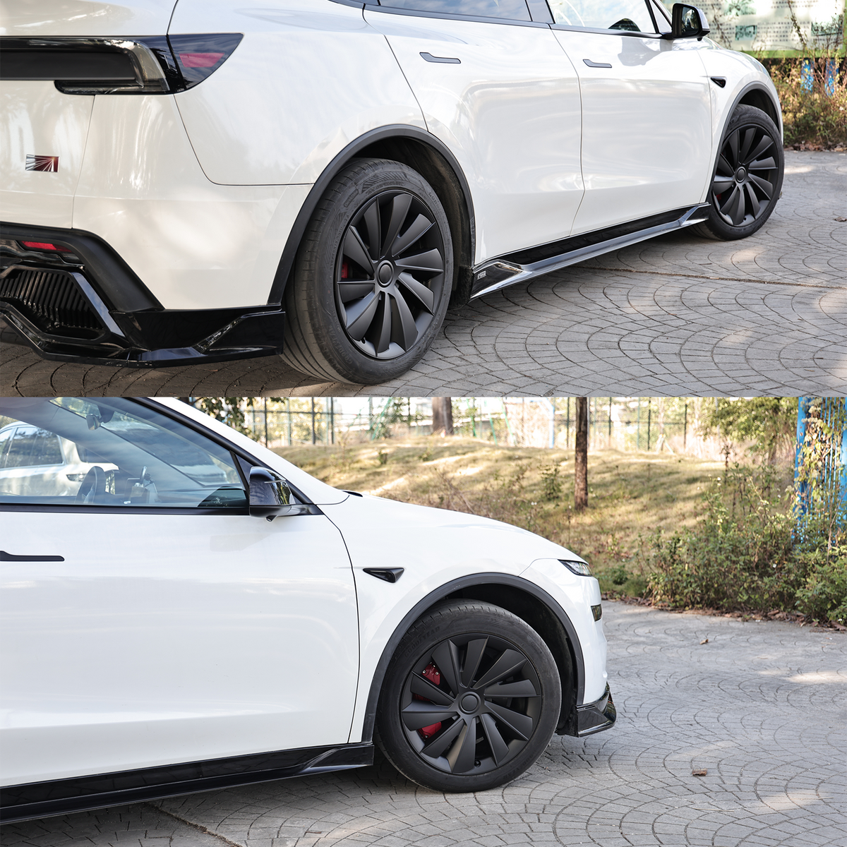 EVBASE Model Y Juniper Wheel Covers 19 Inch Induction Style Matte Black Hubcaps Rim Covers for Tesla