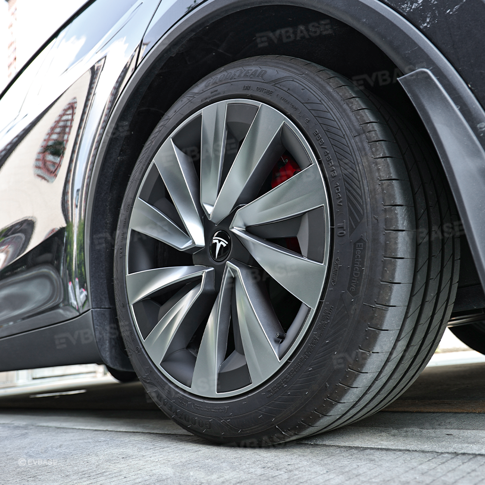 EVBASE Model Y Juniper 19 Inch Wheel Covers for Tesla Crossflow Wheels Spiral Style Aero Hubcaps 4PCS