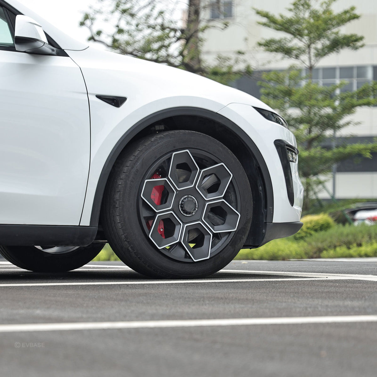 EVBASE Model Y Juniper Wheel Covers 19 Inch Hex Wedge Hubcaps Honeycomb Wheels Style for Tesla
