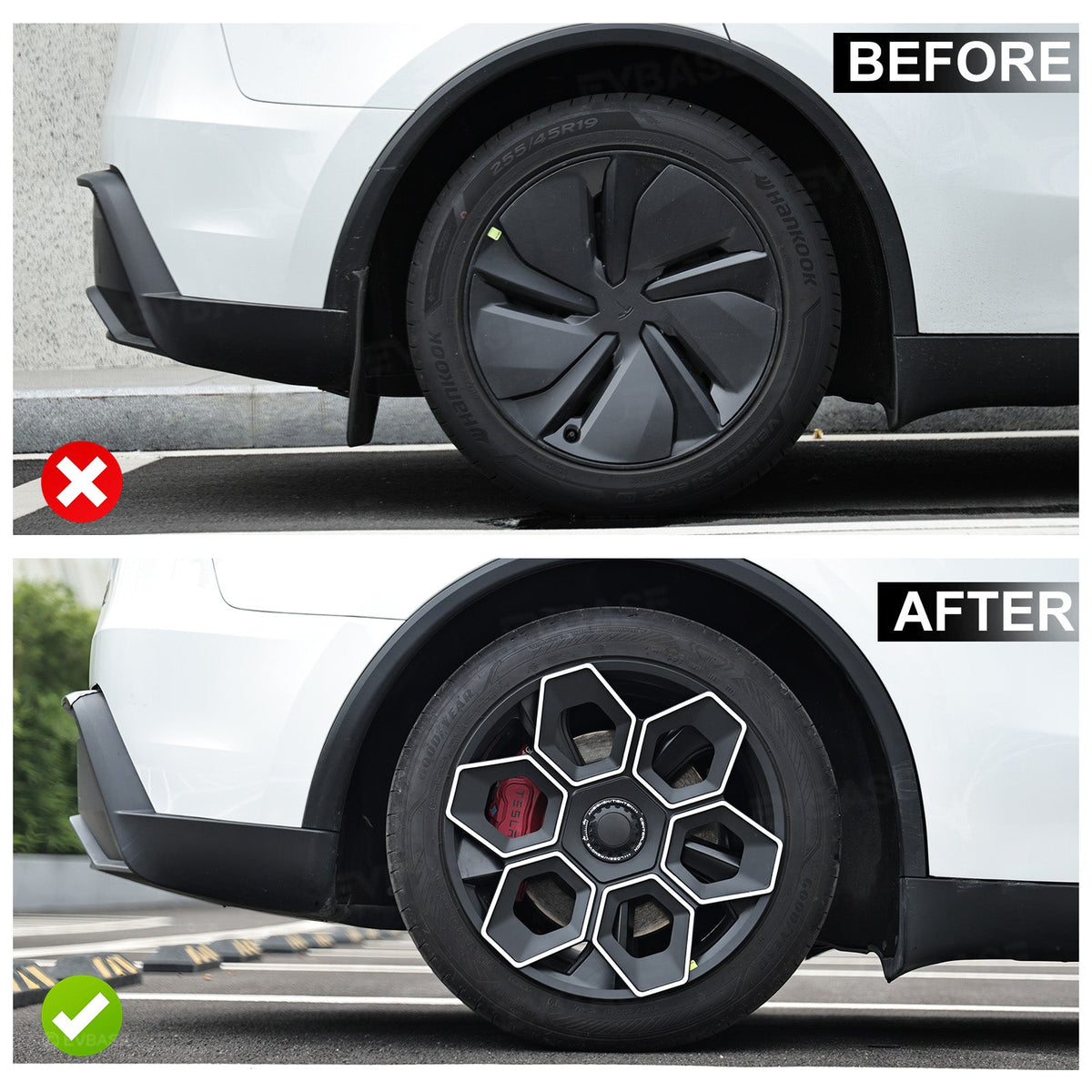 EVBASE Model Y Juniper Wheel Covers 19 Inch Hex Wedge Hubcaps Honeycomb Wheels Style for Tesla