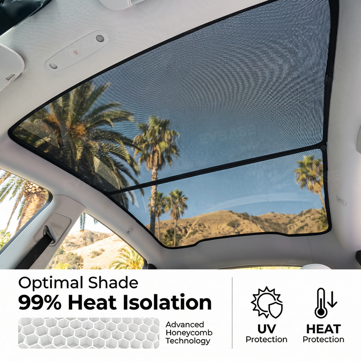 EVBASE Model Y Juniper/ 3 Highland Glass Roof Sunshade Heat Insulation UV Protection Sun Visor OEM-Style Sunroof & Rear