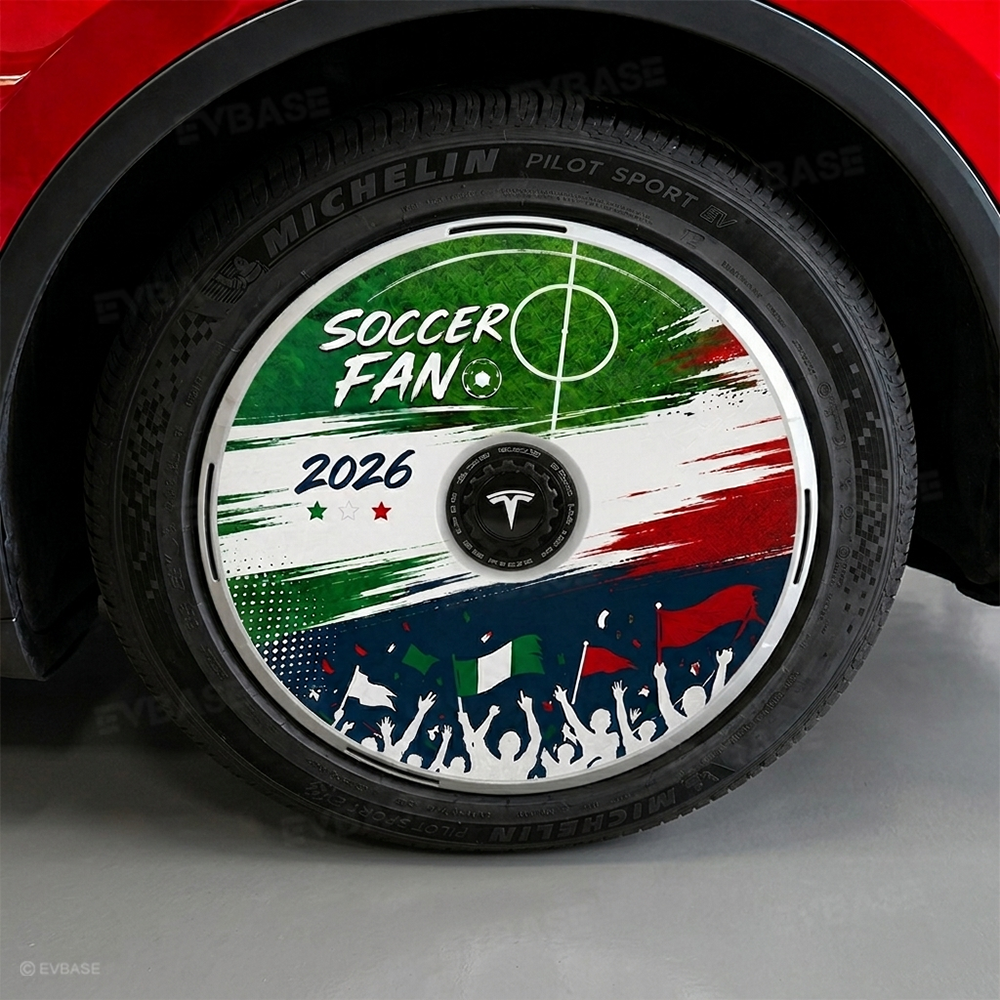 EVBASE Model Y Juniper Aero Wheel Covers International Soccer Style Hubcaps for Tesla 18/19/20/21 Inch Wheels