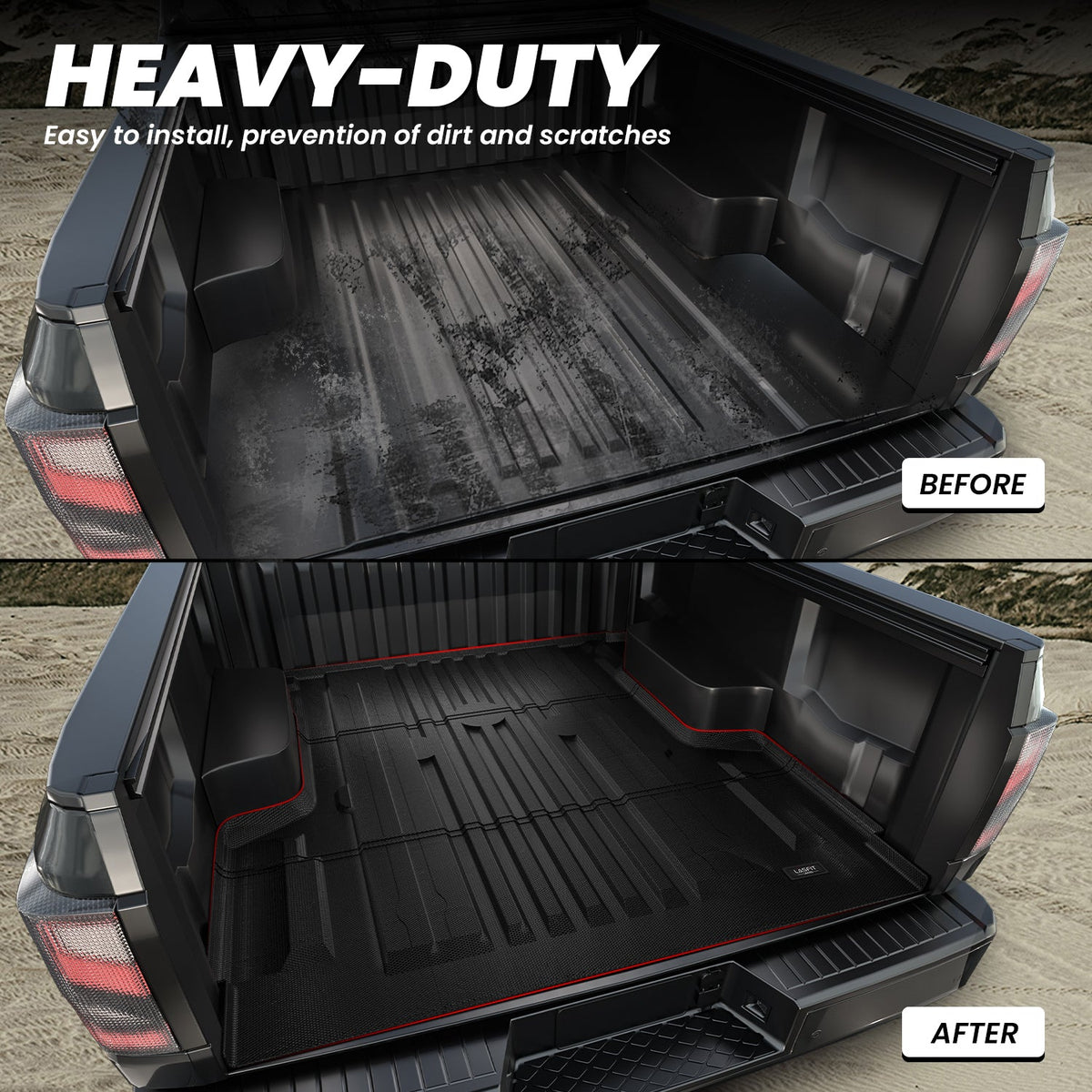 LASFIT Fit for 2017-2024 Nissan Titan 67.0 inches Heavy Duty Truck Bed Mats, Not Fit Drop-in liners, Not Fit Equipped Truck