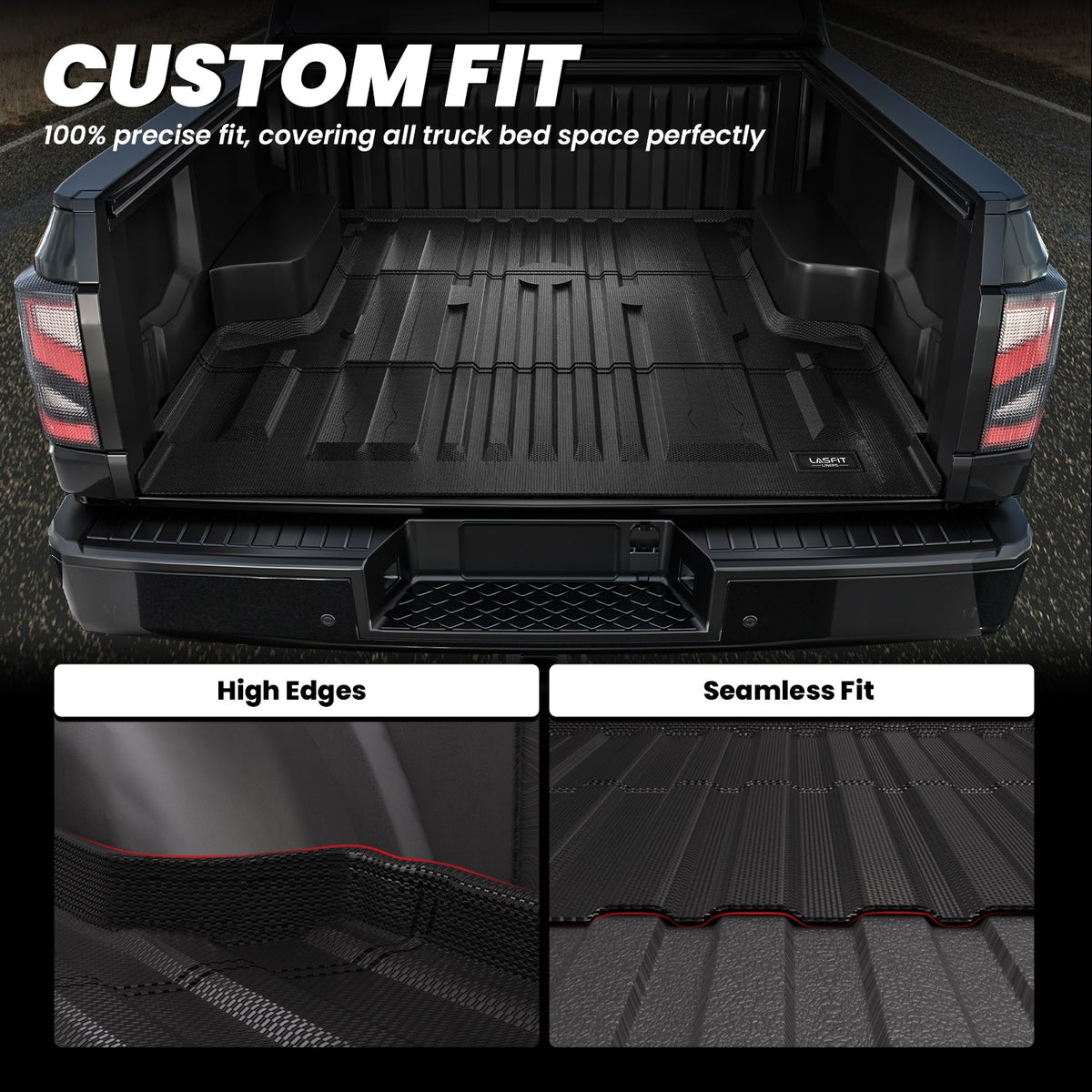 LASFIT Fit for 2017-2024 Nissan Titan 67.0 inches Heavy Duty Truck Bed Mats, Not Fit Drop-in liners, Not Fit Equipped Truck