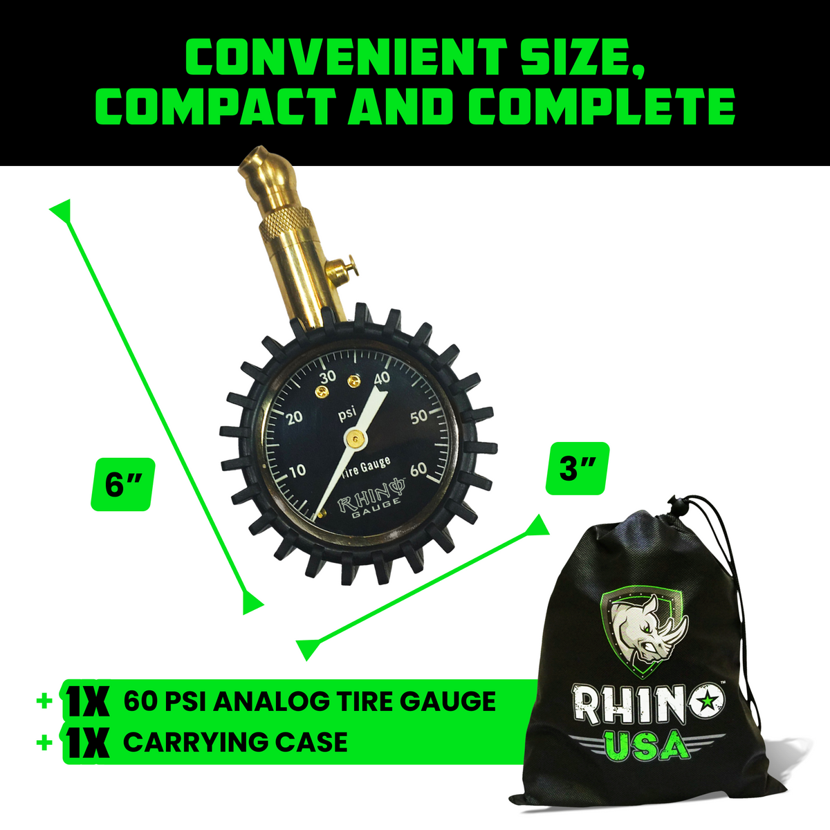 Rhino USA 60 PSI Tire Pressure Gauge