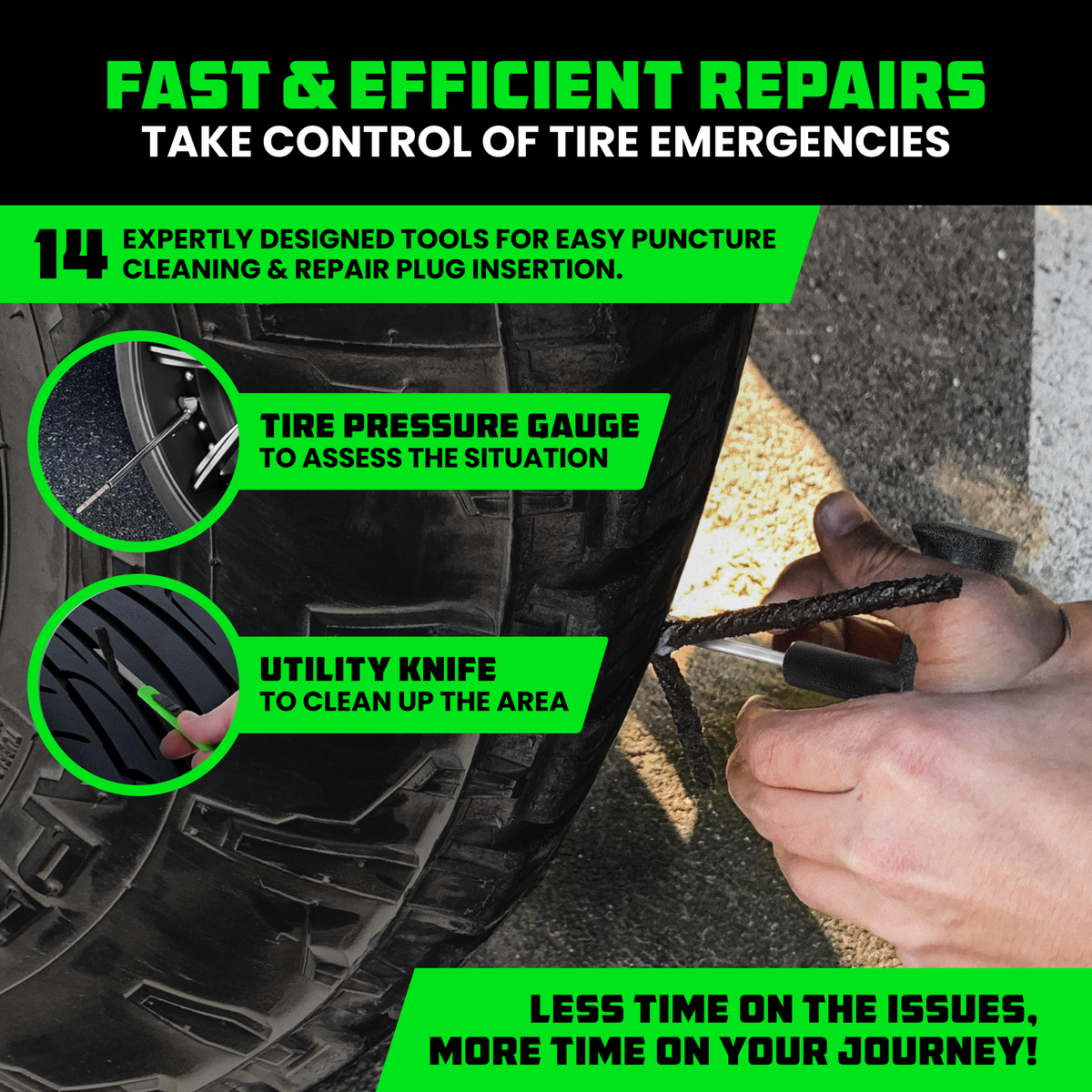 Rhino USA 14-Piece Compact Tire Repair Kit