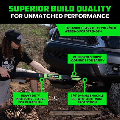 Rhino USA 30' Tow Strap & D-Ring Shackle Set Combo