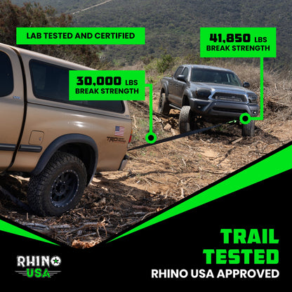 Rhino USA 30' Tow Strap & D-Ring Shackle Set Combo