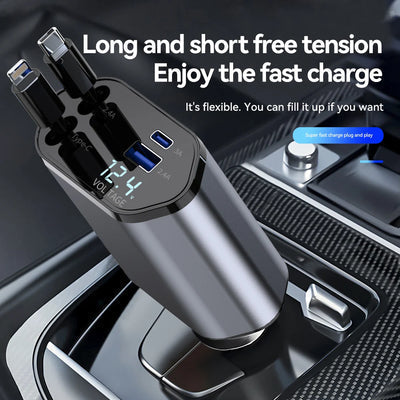 Ottocast 4 in 1 Retractable Car Charger with cable