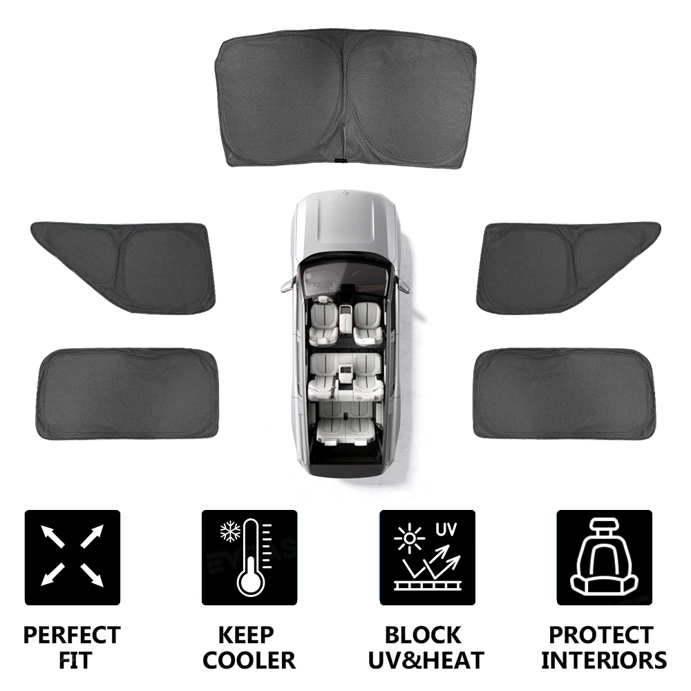 EVBASE Side Window Sunshade for Rivian R1S Reflective Foldable Sun Visor Protector Blocks UV Rays