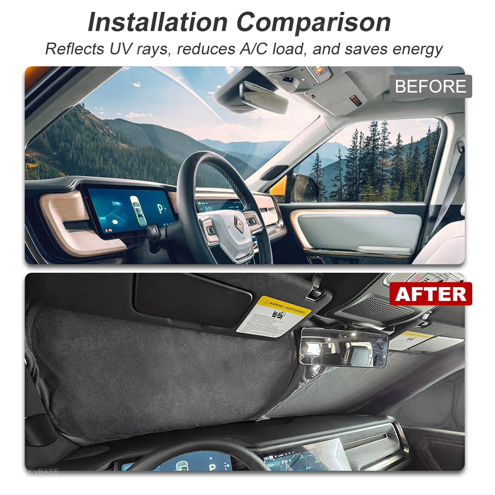 EVBASE Side Window Sunshade for Rivian R1S Reflective Foldable Sun Visor Protector Blocks UV Rays