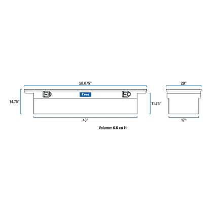 UWS Bright Aluminum 58" Crossover Truck Tool Box, Low Profile (LTL Shipping Only)