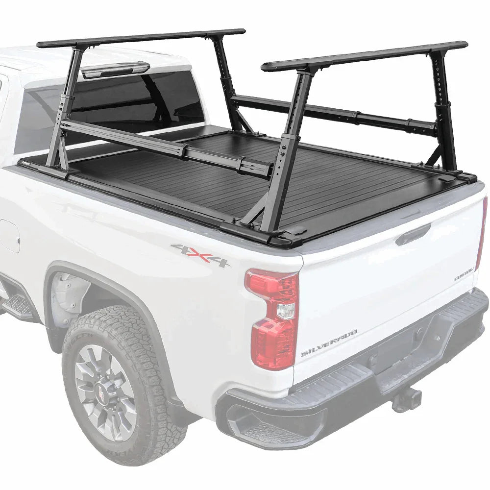 SYNETICUSA [2-in-1 Bundle] Ford F-250/F-350 Retractable Tonneau Cover w/ Rack System