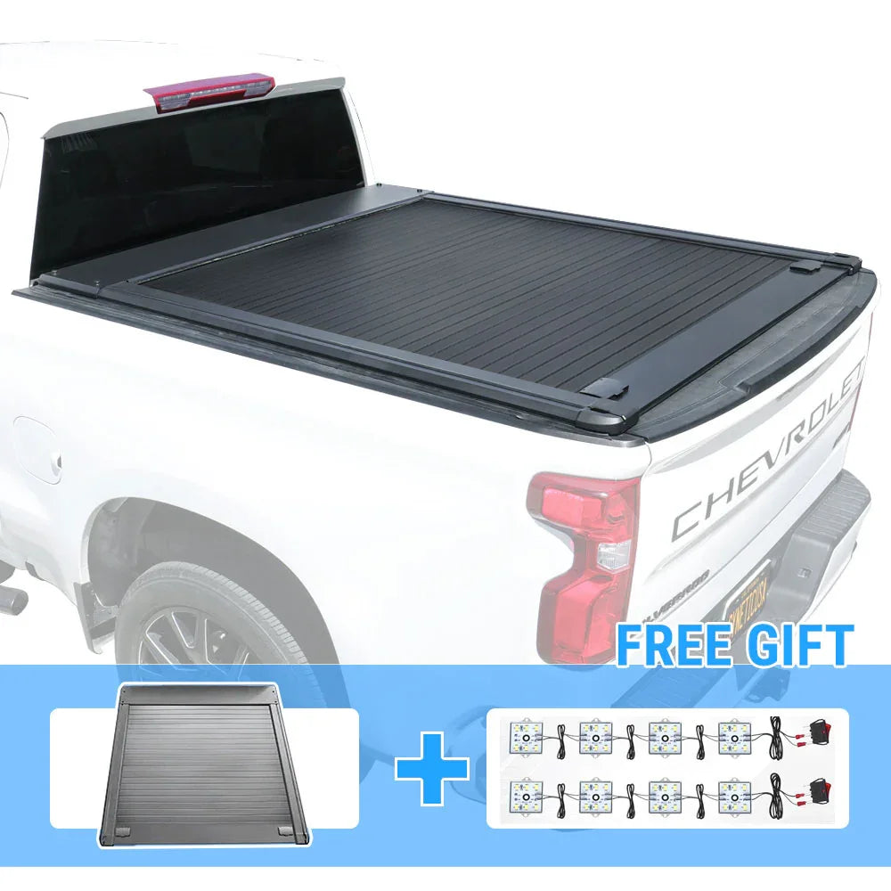 SYNETICUSA Explore Starter Kit - MR Retractable PRO Tonneau Cover + 8 Pcs Truck Bed Light Kit
