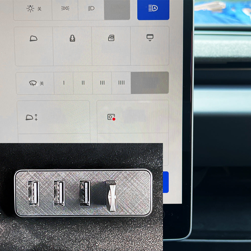 Yeslak Tesla Glove Box USB Hub for 2024+ Model 3, Cybertruck & 2025.03+ Model Y – 4-Port Expansion for Dashcam, Sentry Mode