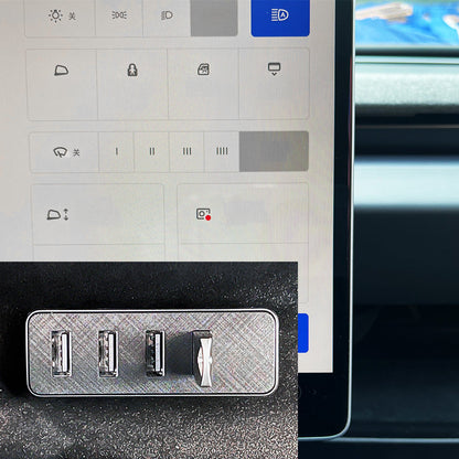 Yeslak Tesla Glove Box USB Hub for 2024+ Model 3, Cybertruck & 2025.03+ Model Y – 4-Port Expansion for Dashcam, Sentry Mode