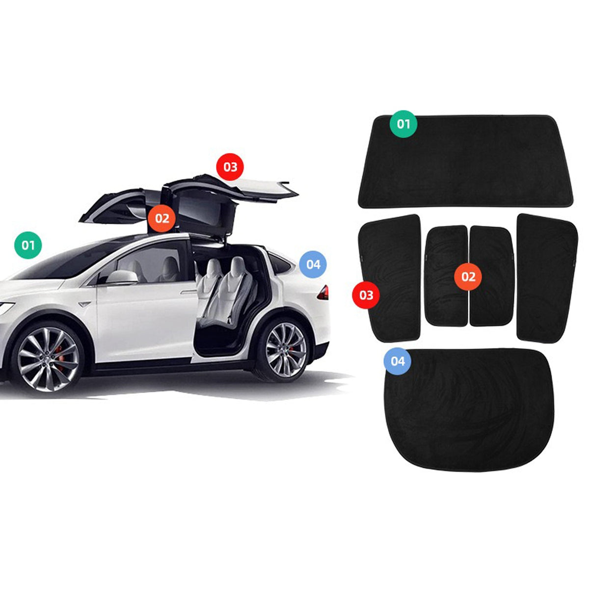 Yeslak 2016-2025+ Model X Windshield & Window Sunshade ( 6 pieces)