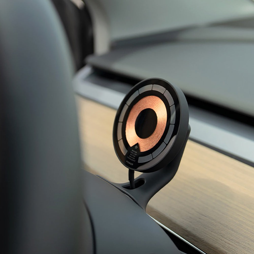 Yeslak Tesla Wireless Charging Phone Mount for Model 3/Y – OBD-II Power & Steering Wheel Installation