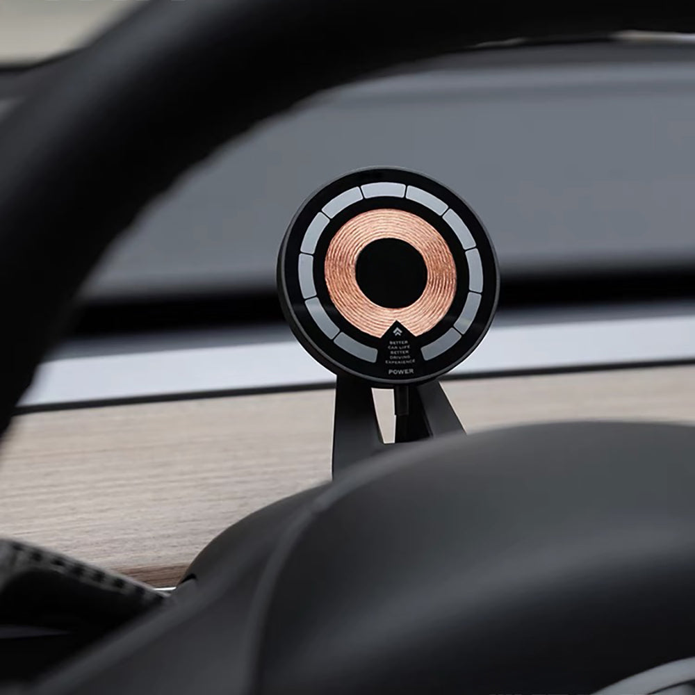 Yeslak Tesla Wireless Charging Phone Mount for Model 3/Y – OBD-II Power & Steering Wheel Installation