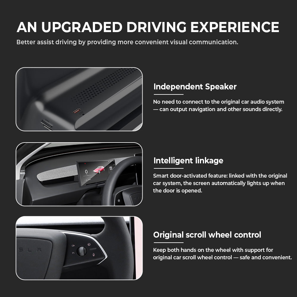 Yeslak Tesla 8.9" CarPlay / Android Auto Instrument Cluster for Model 3/Y (2024+ Model 3, 2025 Model Y)