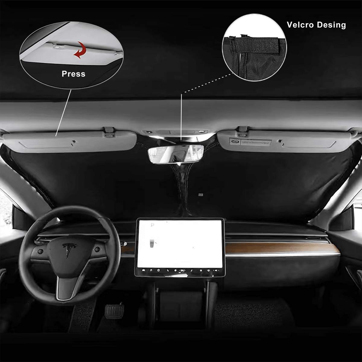 Yeslak Bundle: Front + Sunroof Sunshades for Tesla Model Y Juniper (2025+)