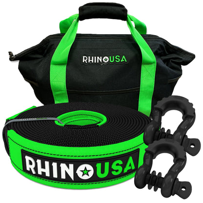 Rhino USA 30' Tow Strap & D-Ring Shackle Set Combo