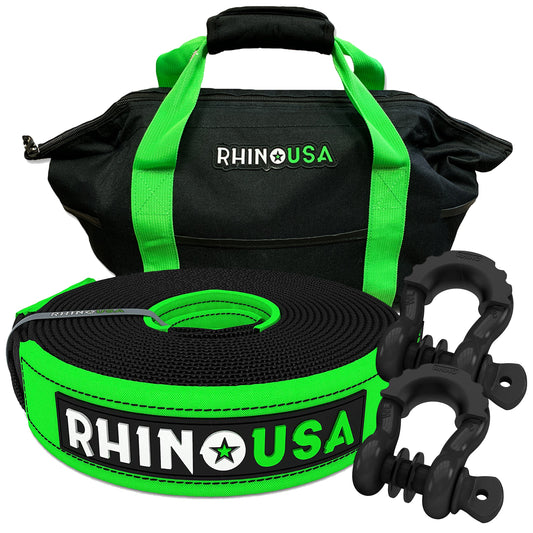 Rhino USA 30' Tow Strap & D-Ring Shackle Set Combo
