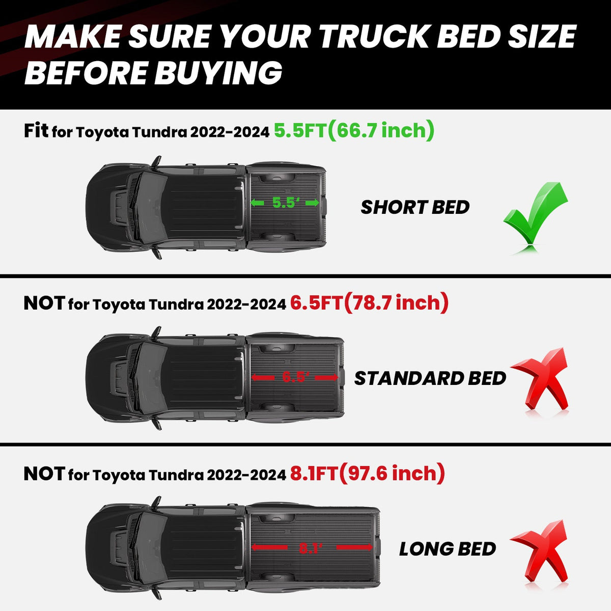LASFIT Fit for 2022-2026 Toyota Tundra Heavy Duty Custom Bed Mat or Tailgate Mat