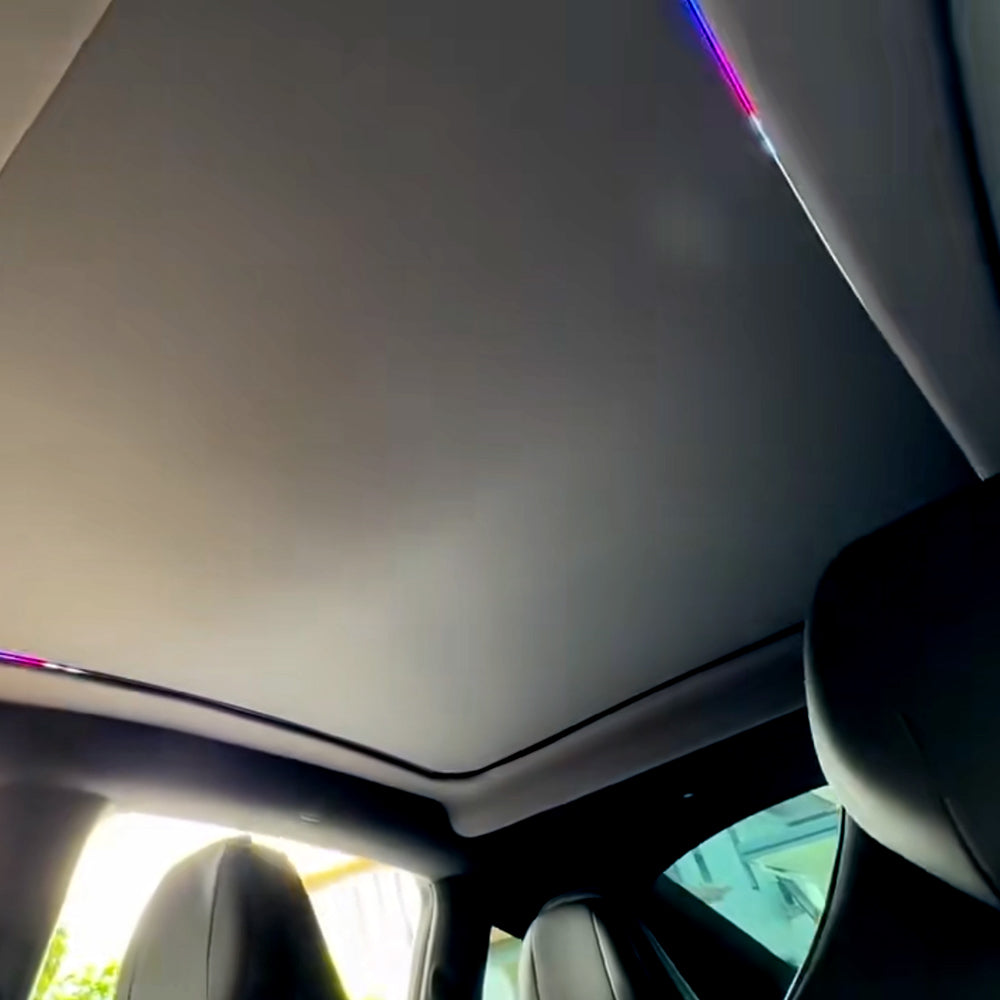 Yeslak Voice-Controlled Electric Glass Roof Sunshade with Ambient Light for Tesla Model YL 6-Seater