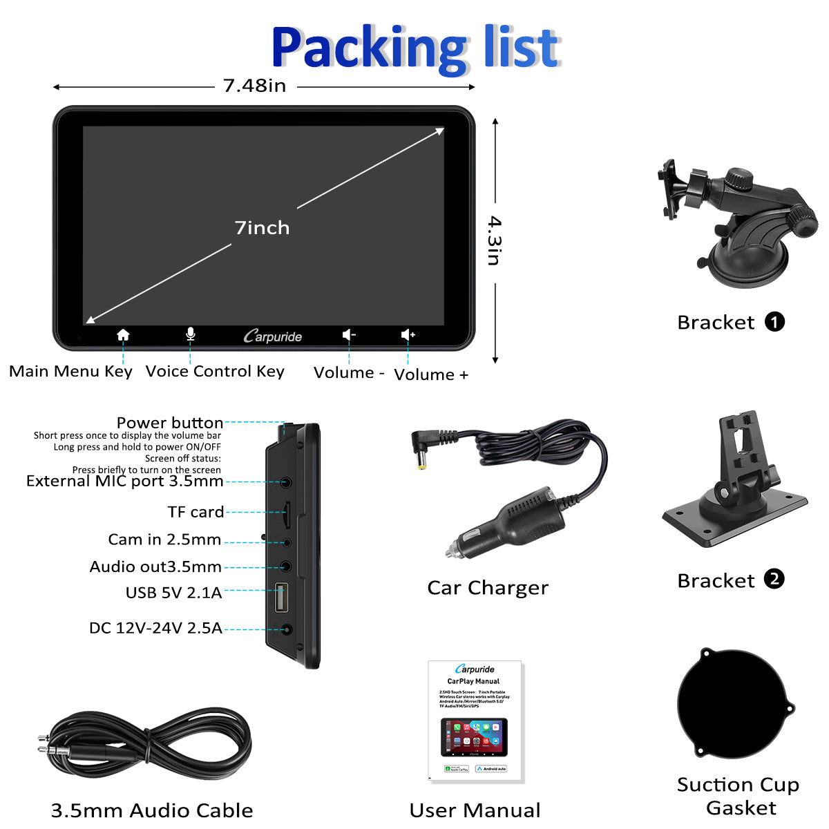 CARPURIDE W708 Wireless Portable Car Stereo