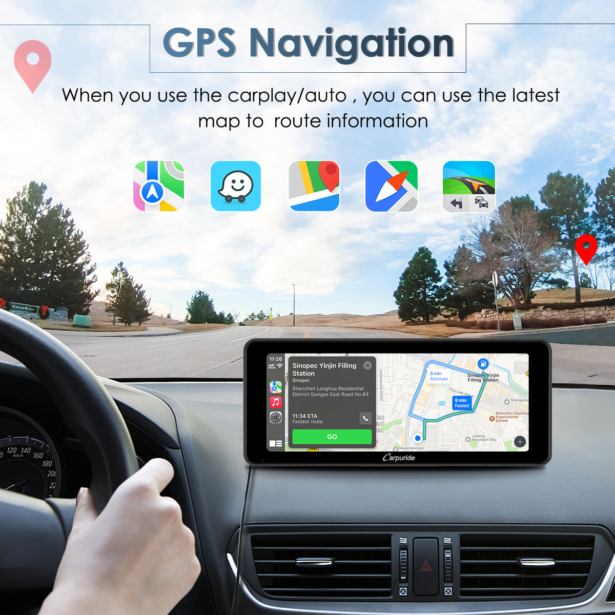 CARPURIDE W609 Portable Smart Multimedia Dashboard Console With Backup Camera