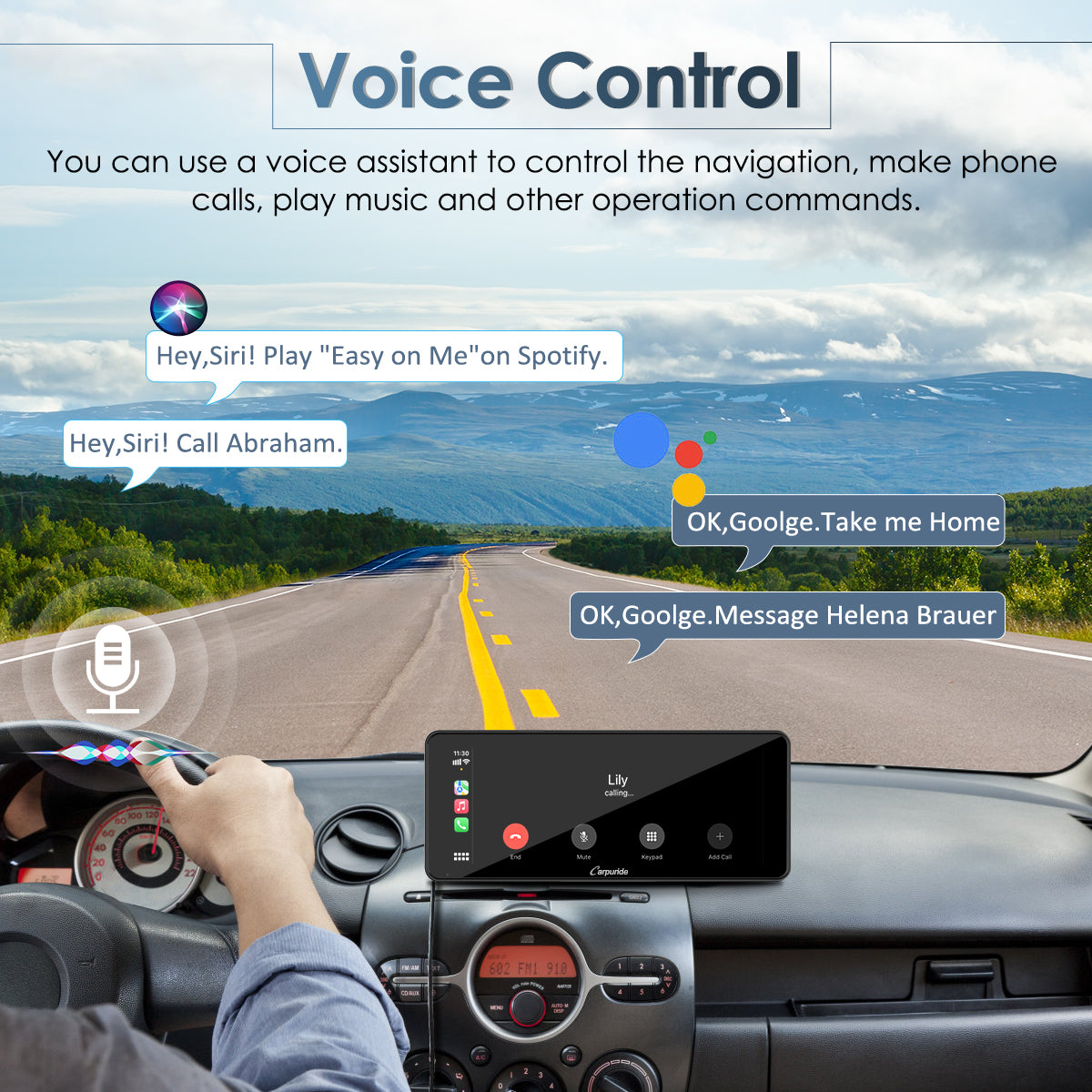CARPURIDE W609 Portable Smart Multimedia Dashboard Console With Backup Camera