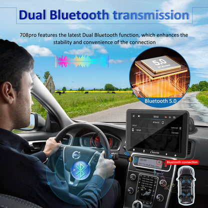 CARPURIDE W708 Pro Portable Smart Multimedia Dual Bluetooth Dashboard Console With Backup Camera