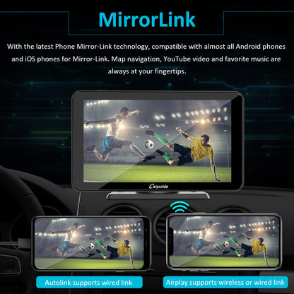 CARPURIDE W701 Pro Portable Smart Multimedia Dual Bluetooth Dashboard Console With Backup Camera