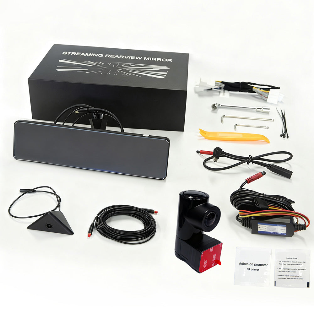 YESLAK Cybertruck Media Rearview Mirror 12” Live Streaming Dashcam Recorder