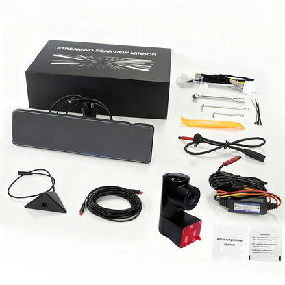 YESLAK Cybertruck Media Rearview Mirror 12” Live Streaming Dashcam Recorder