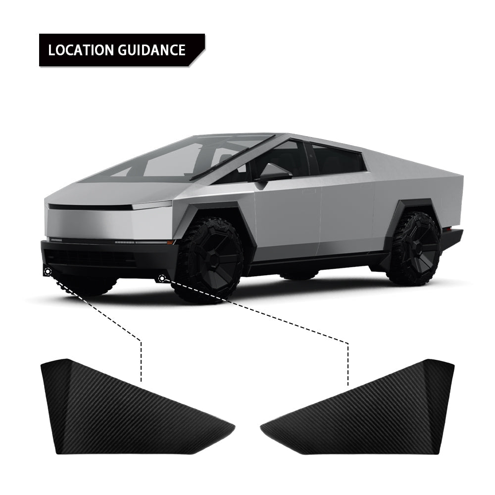 Yeslak Real Carbon Fiber Tesla Cybertruck Wheel Fairings (Mud Flaps) Overlay – Sleek Exterior Upgrade