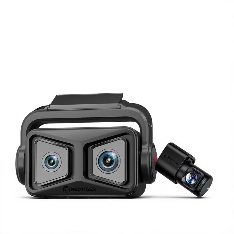REDTIGER ZoomPix1 Tele 3CH EIS Dash Cam – 2.5K + 1080P, 4x Optical Zoom