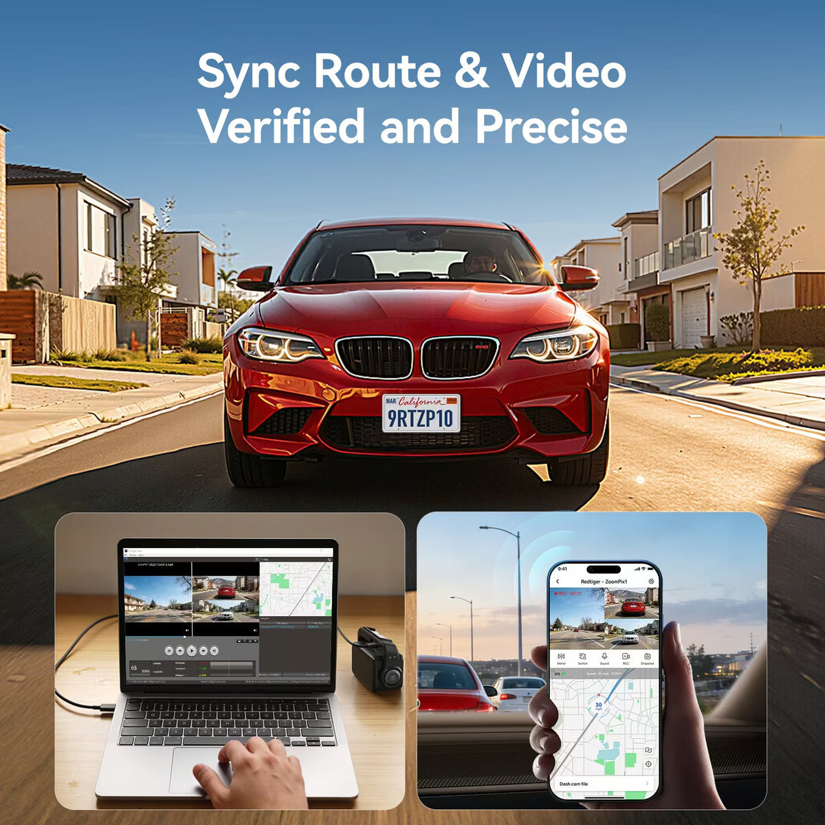 Redtiger ZoomPix1 Tele 3CH EIS Dash Cam-2.5K+1080P 4x Optical Zoom+1080P,STARVIS 2 HDR