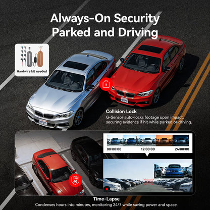 Redtiger ZoomPix1 Tele 3CH EIS Dash Cam-2.5K+1080P 4x Optical Zoom+1080P,STARVIS 2 HDR